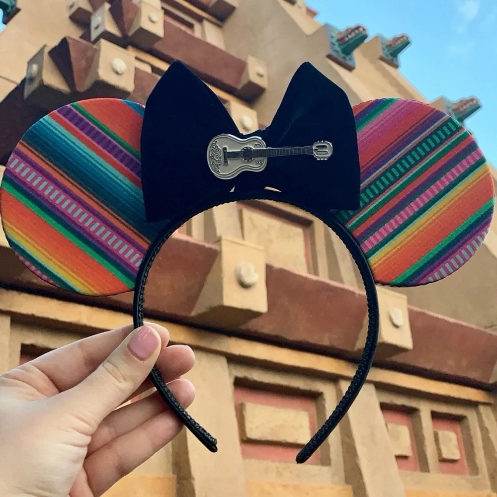 Custom Coco Mouse Ears with Black Velvet Bow & Miguel’s Guitar by House of Mouse